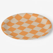 Orange Checkered Gingham Pattern Pappteller (Schrägansicht)