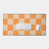 Orange Checkered Gingham Pattern Schreibtischunterlage (Tastatur & Maus)