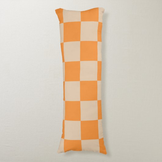 Orange Checkered Gingham Pattern Seitenschläferkissen (Vorderseite Vertikal)