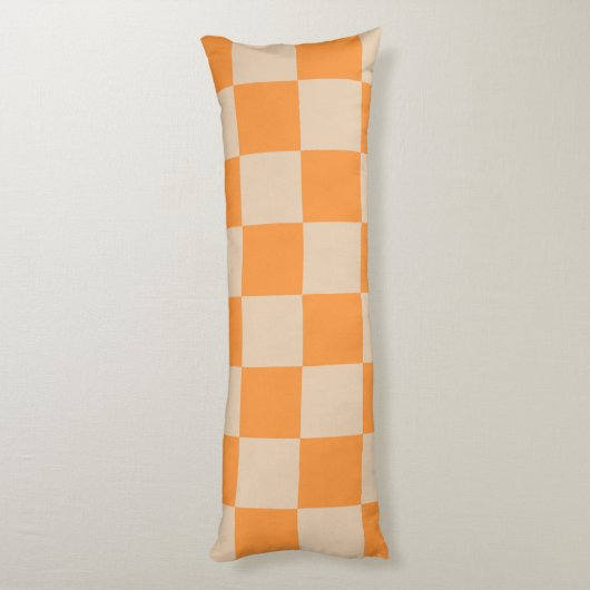 Orange Checkered Gingham Pattern Seitenschläferkissen (Rückseite (Vertikal))