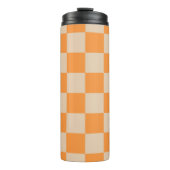 Orange Checkered Gingham Pattern Thermosbecher (Vorderseite)