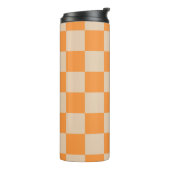 Orange Checkered Gingham Pattern Thermosbecher (Nach links gedreht)
