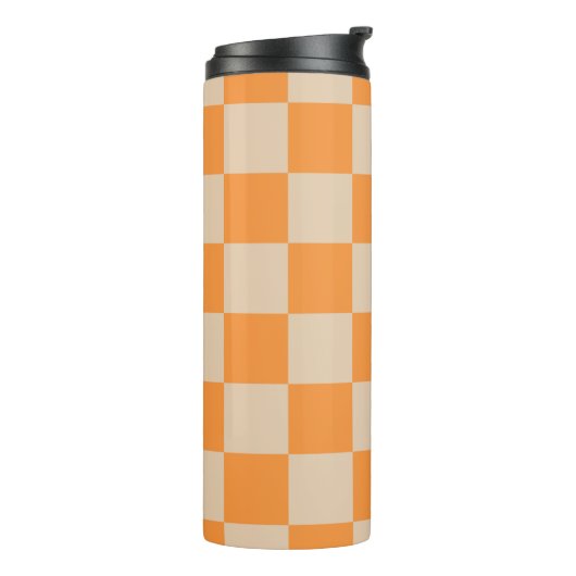 Orange Checkered Gingham Pattern Thermosbecher (Nach links gedreht)