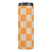 Orange Checkered Gingham Pattern Thermosbecher (Rückseite)