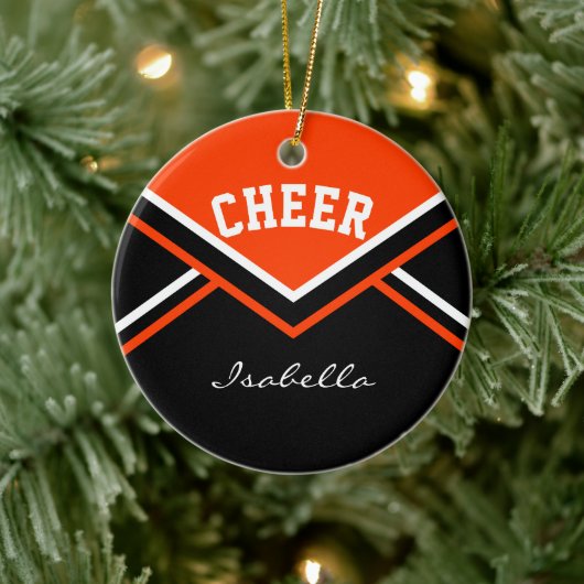 Orange Cheer 2 für einen Cheerleader 📣 💖 Keramik Ornament (Baum)