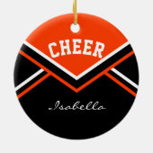 Orange Cheer 2 für einen Cheerleader 📣 💖 Keramik Ornament (Hinten)