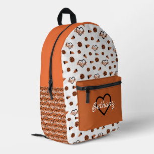 Orange Cheer Hearts, Pom Poms, Megaphon Bedruckter Rucksack