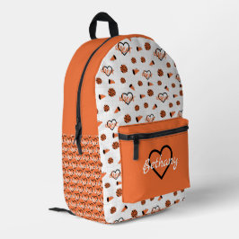 Orange Cheer Hearts, Pom Poms, Megaphone Muster Bedruckter Rucksack