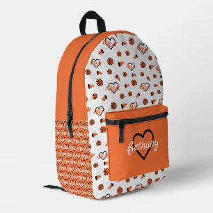 Orange Cheer Hearts, Pom Poms, Megaphone Muster Bedruckter Rucksack