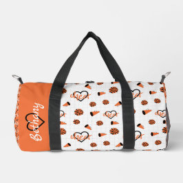 Orange Cheer Hearts, Pom Poms, Megaphone Muster Duffle Bag