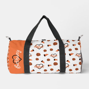 Orange Cheer Hearts, Pom Poms, Megaphone Muster Duffle Bag