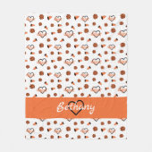 Orange Cheer Hearts, Pom Poms, Megaphone Muster Fleecedecke (Vorderseite)