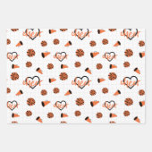 Orange Cheer Hearts, Pom Poms, Megaphone Muster Geschenkpapier Set (Vorderseite 3)