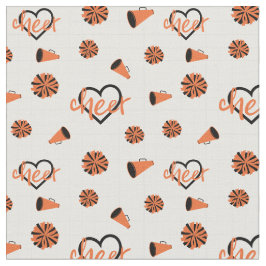 Orange Cheer Hearts, Pom Poms, Megaphone Muster Stoff