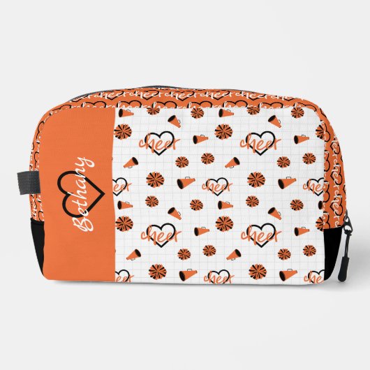 Orange Cheer Hearts, Pom Poms, Megaphone Muster Waschbeutel (Vorderseite)