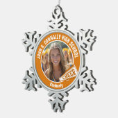Orange Cheerleader Foto High School Cheer Schneeflocken Zinn-Ornament (Rechts)