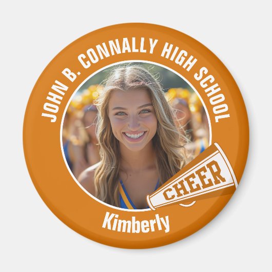 Orange Cheerleader Foto High School Spirit Cheer Magnet (Vorne)