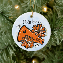 Orange Cheerleader Ornament Megaphone Pom Pom Nied