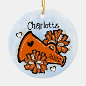 Orange Cheerleader Ornament Megaphone Pom Pom Nied (Vorne)