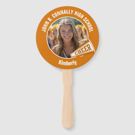 Orange Cheerleader Photo High School Parent Fächer (Vorderseite)