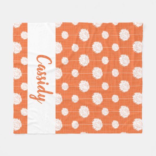 Orange Cheerleader Pom Pom Pattern Fleecedecke (Vorderseite (Horizontal))
