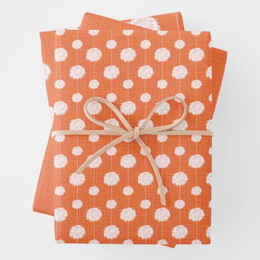 Orange Cheerleader Pom Pom Pattern Geschenkpapier Set (Beispiel)
