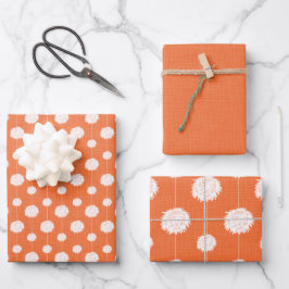 Orange Cheerleader Pom Pom Pattern Geschenkpapier Set