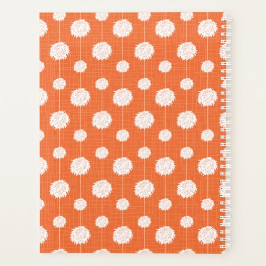 Orange Cheerleader Pom Pom Pattern Planer (Rückseite)