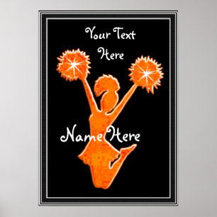 Orange Cheerleader Posters, YOUR TEXT, FARBEN Poster