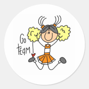 Orange Cheerleader Runder Aufkleber