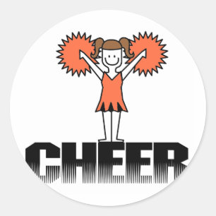 Orange Cheerleader T - Shirt und Geschenke Runder Aufkleber