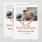 Orange cheers to 60 years anniversary wedding einladung (Vorne/Hinten)