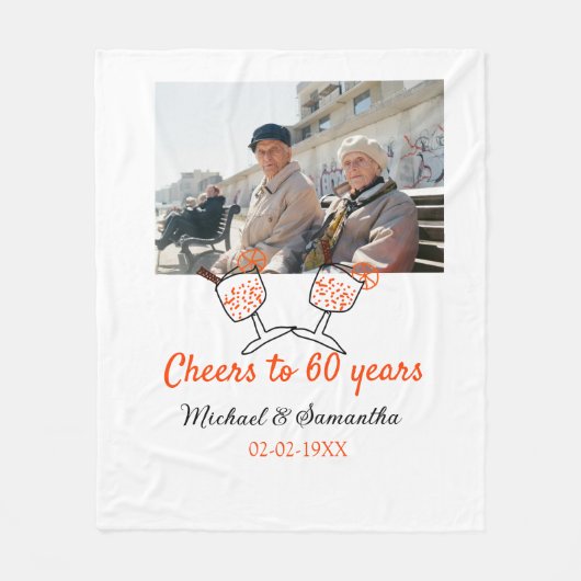 Orange cheers to 60 years anniversary wedding fleecedecke (Vorderseite)