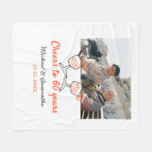 Orange cheers to 60 years anniversary wedding fleecedecke (Vorderseite (Horizontal))