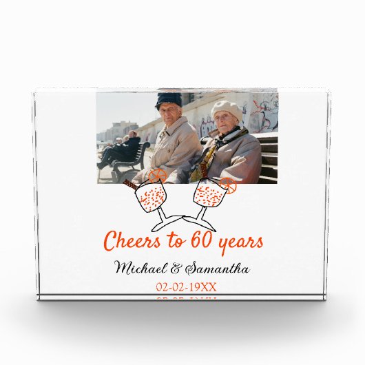 Orange cheers to 60 years anniversary wedding fotoblock (Vorderseite)
