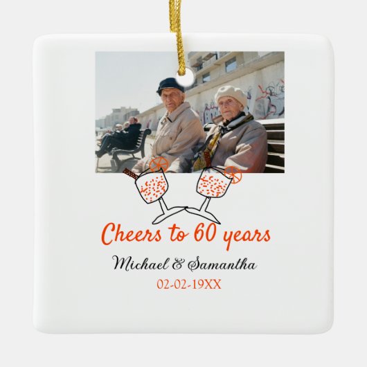 Orange cheers to 60 years anniversary wedding keramikornament (Vorderseite)