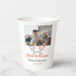 Orange cheers to 60 years anniversary wedding  pappbecher