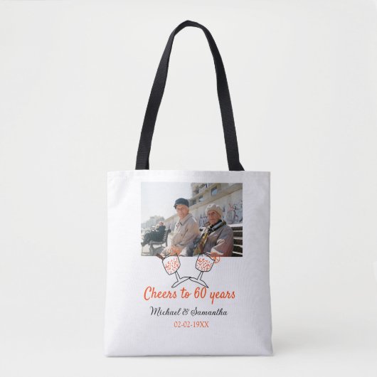Orange cheers to 60 years anniversary wedding tasche (Vorderseite)