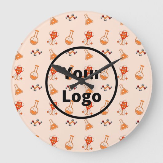Orange chemical business pattern große wanduhr (Vorderseite)