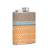 Orange Chevrons Tan Blue Hip Flask Flachmann (Rechts)