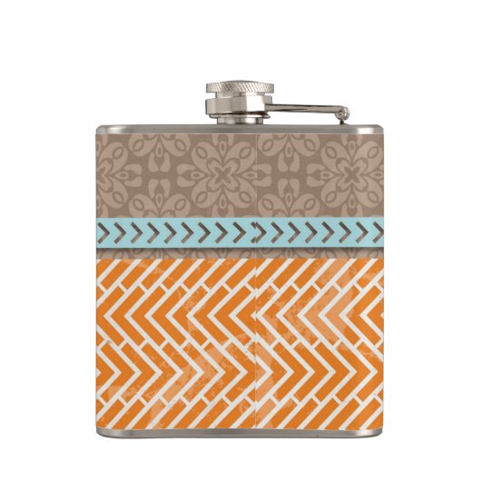 Orange Chevrons Tan Blue Hip Flask Flachmann (Rückseite)