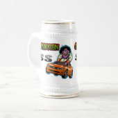 Orange Chevy Camaro SS Stein - Weiß/Gold Bierglas (Vorderseite Links)
