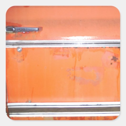 Orange Chevy Truck Door Quadratischer Aufkleber (Vorderseite)