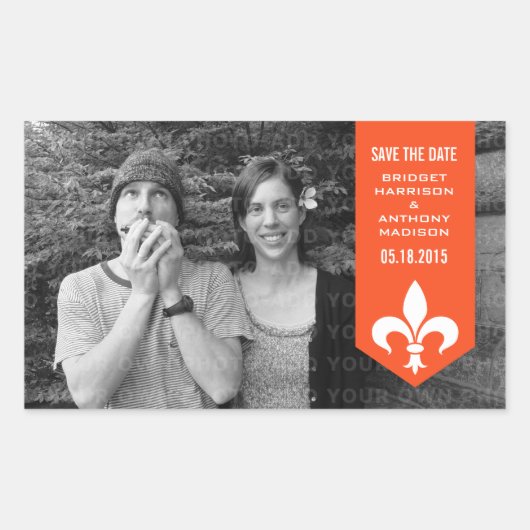 Orange Chic Blühe Banner Save the Date Sticker (Vorderseite)