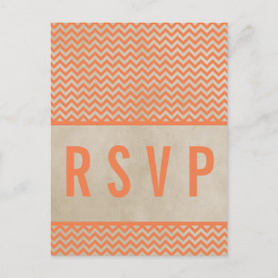 Orange Chic Chevron RSVP Postkarte