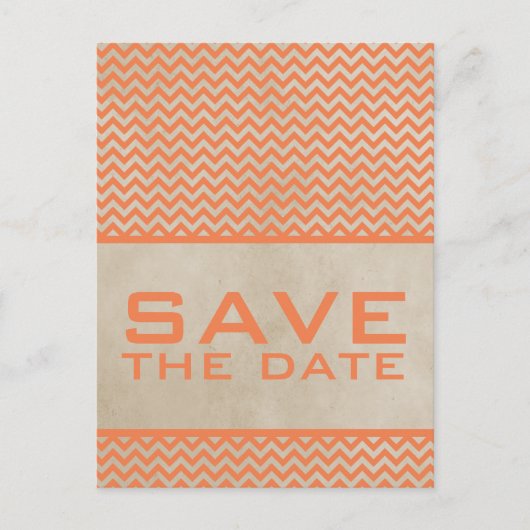 Orange Chic Chevron Save-the-Date-Postkarte Ankündigungspostkarte (Vorderseite)