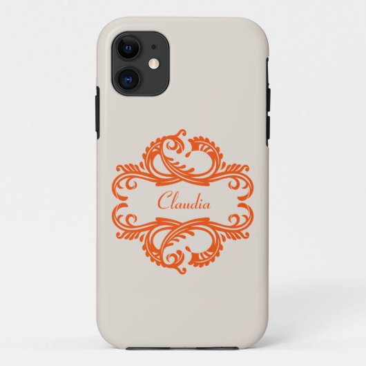 Orange Chic Damask BT iPhone 5 Fall Case-Mate iPhone Hülle (Rückseite)
