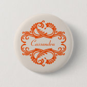 Orange Chic Damask Button (Vorderseite)