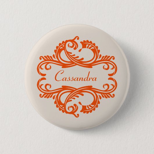 Orange Chic Damask Button (Vorderseite)