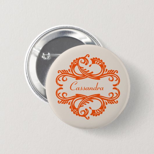 Orange Chic Damask Button (Vorne & Hinten)
